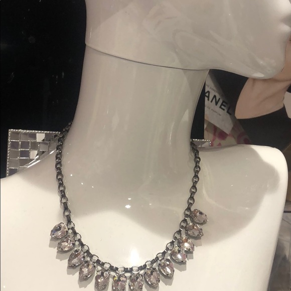 Clear Crystal Dark Rhodium With Open Links Chain - Picture 4 of 5